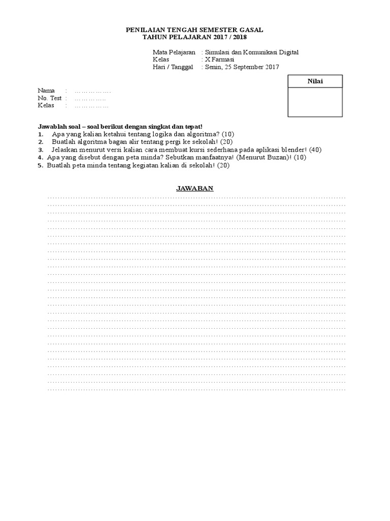 Soal Pts Simulasi Dan Komunikasi Digital Kls X Gasal Doc