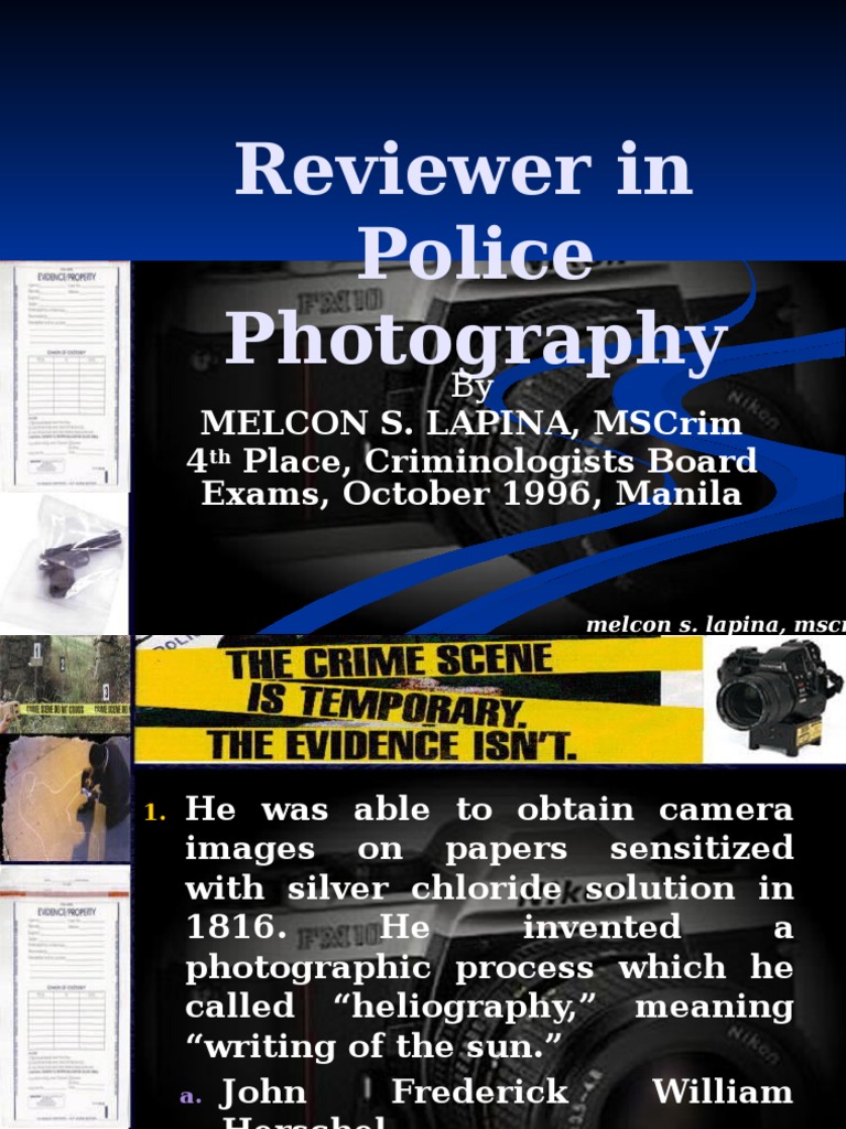 Reviewer in Police Photography For Distribution | PDF | Lens (Optics ...