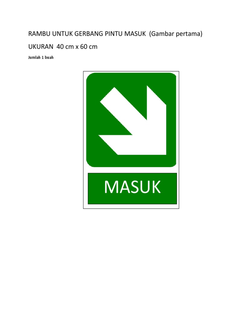 Rambu Untuk Gerbang Pintu Masuk | PDF