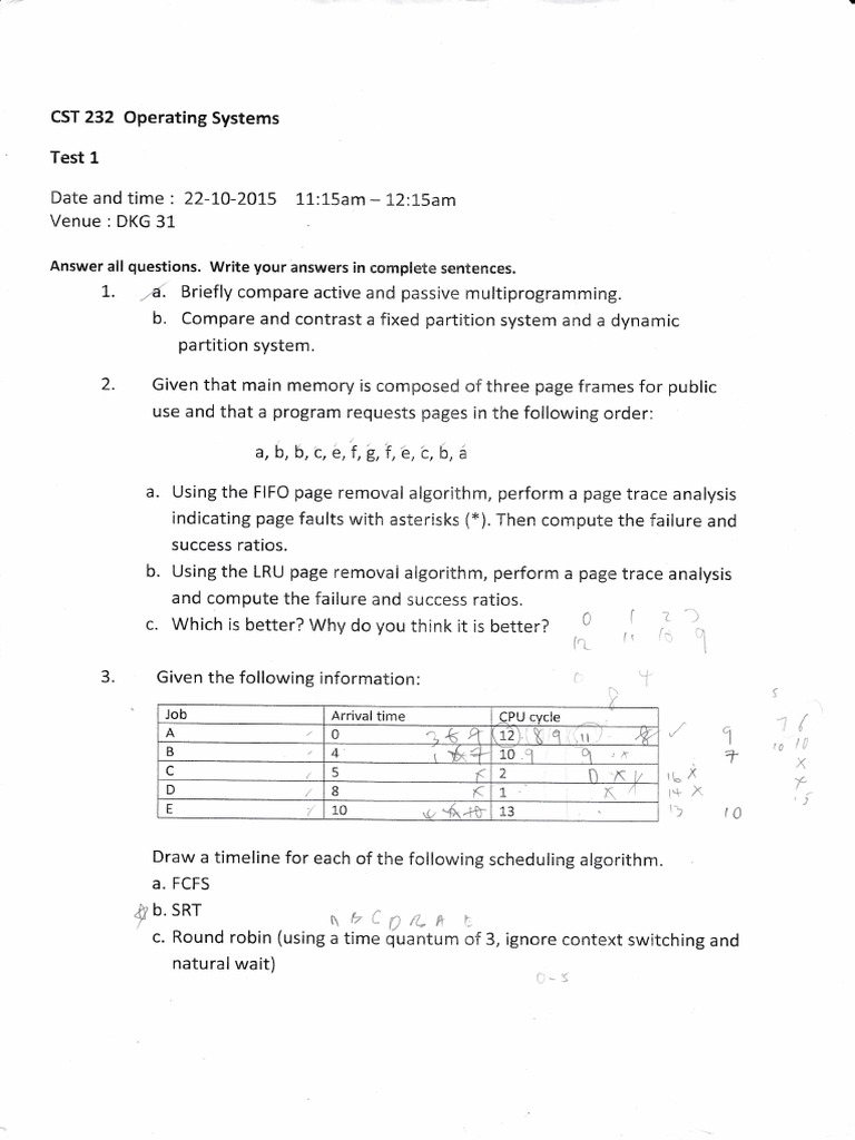 Cst232 Test 1 2015 2016 Pdf Computer Science Algorithms