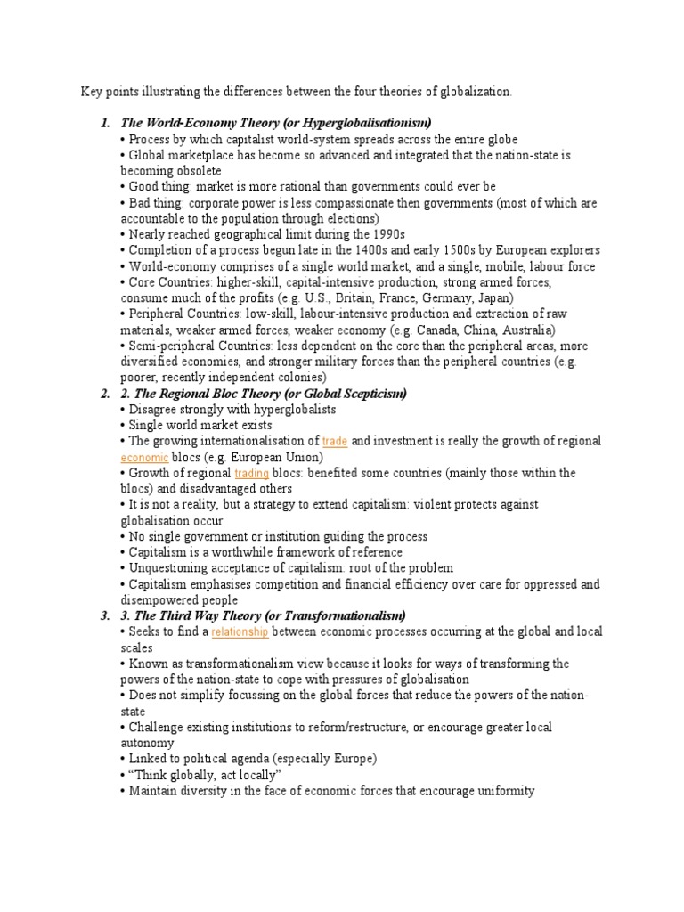 The Four Theories Of Globalization