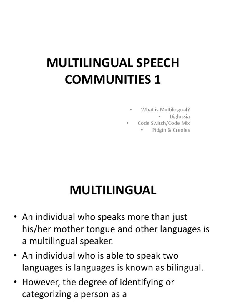 Understanding Multilingual Speech Communities | PDF | Multilingualism ...