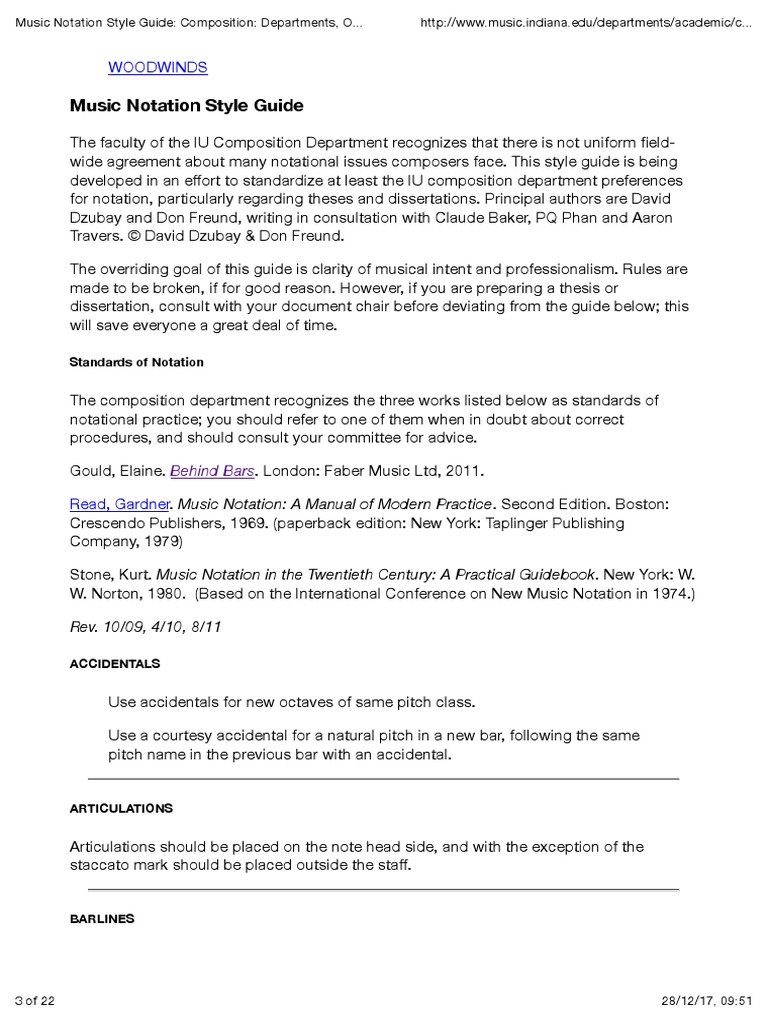 Music Notation Style University Bloomington