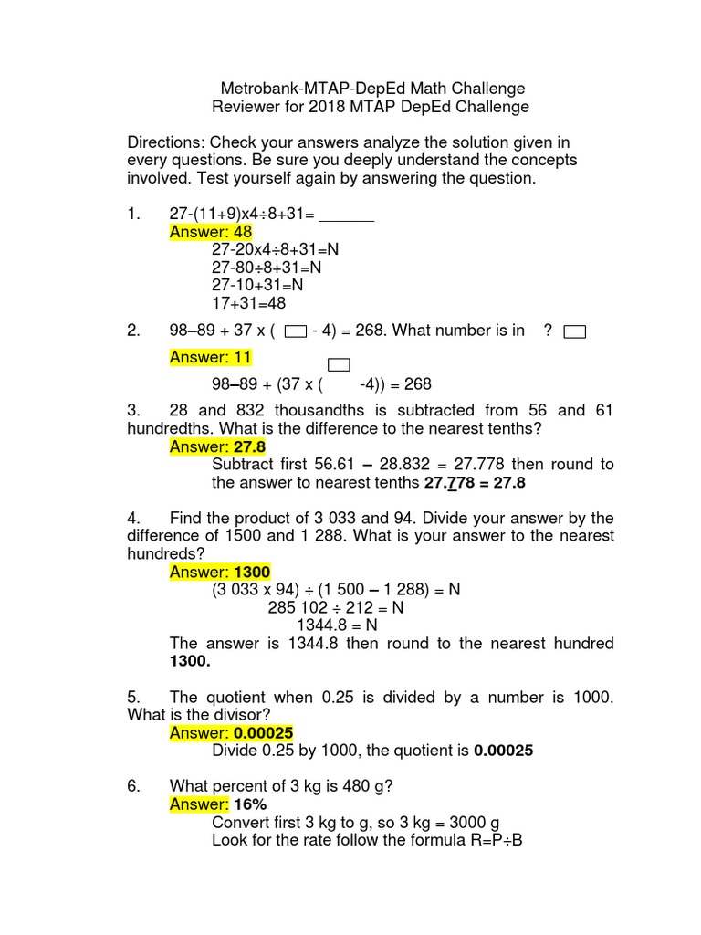Mtap elimination 2018 grade 6 pdf fraction mathematics division