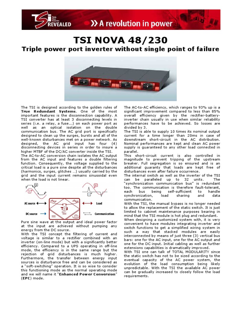 Tsi Nova 48 230 Data Sheet v101 | PDF | Power Inverter | Alternating ...