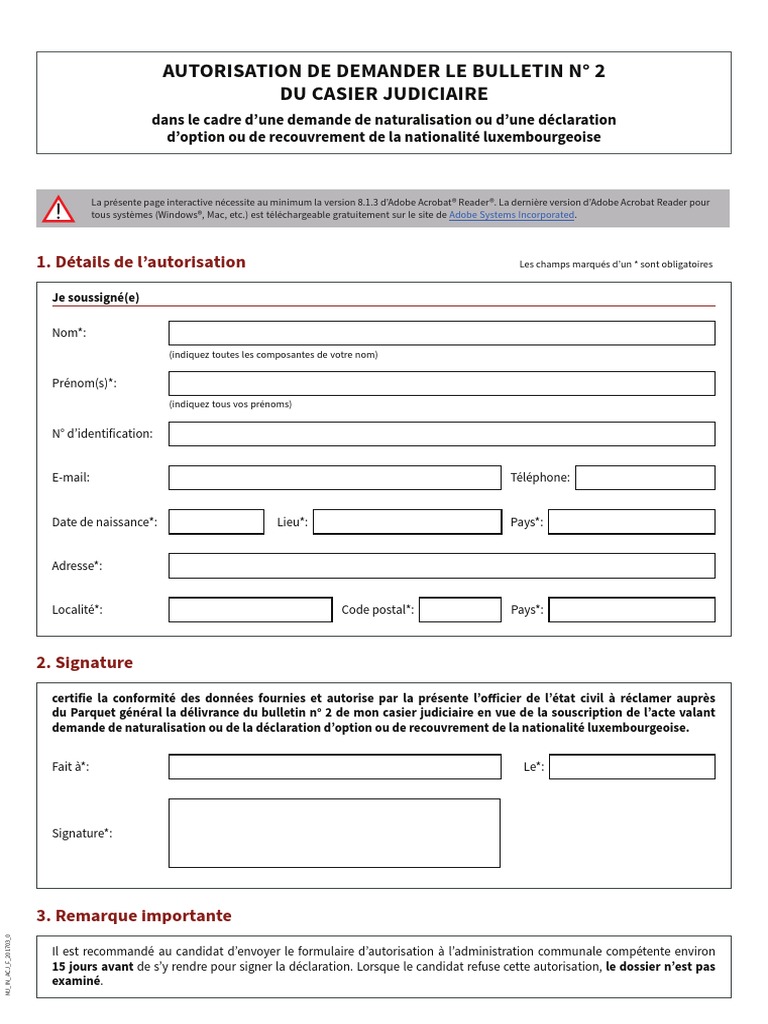 Demande de Bulletin N° 2 Casier Judiciaire | PDF | Informatique ...
