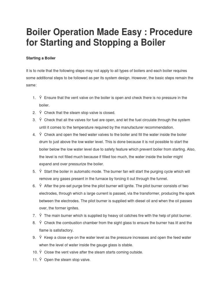 Boiler Operation Made Easy Procedure For Starting and Stopping A Boiler PDF Boiler Valve