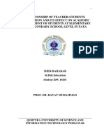 Relationship of Teacher-Students Interaction and Its Effect On Academic Achievement of Students at Elementary and Secondary School Level in FATA