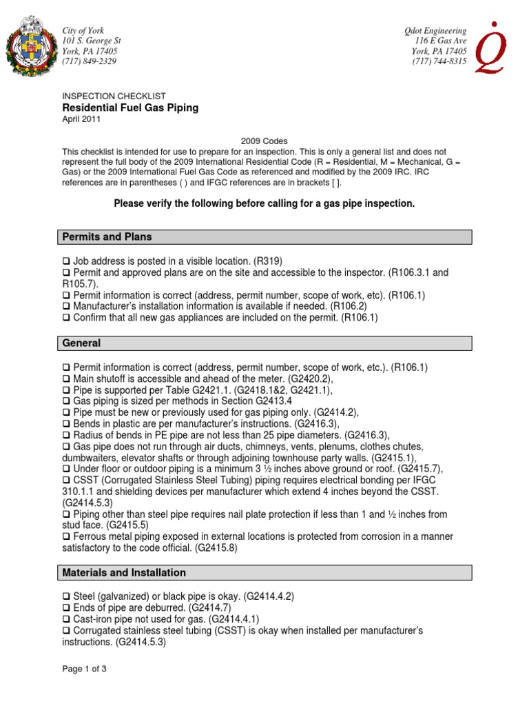 Irc Fuel Gas Piping Check Pipe Fluid Conveyance - 