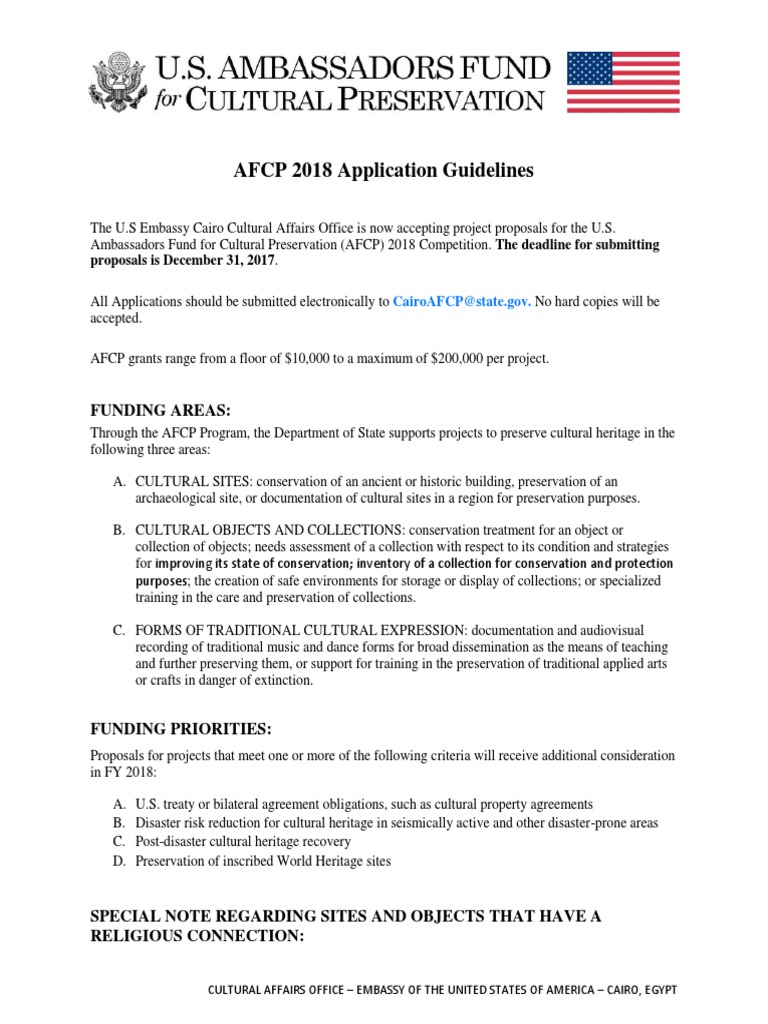 AFCP 18 Application Guidelines SG PDF | PDF | Government | Conservation