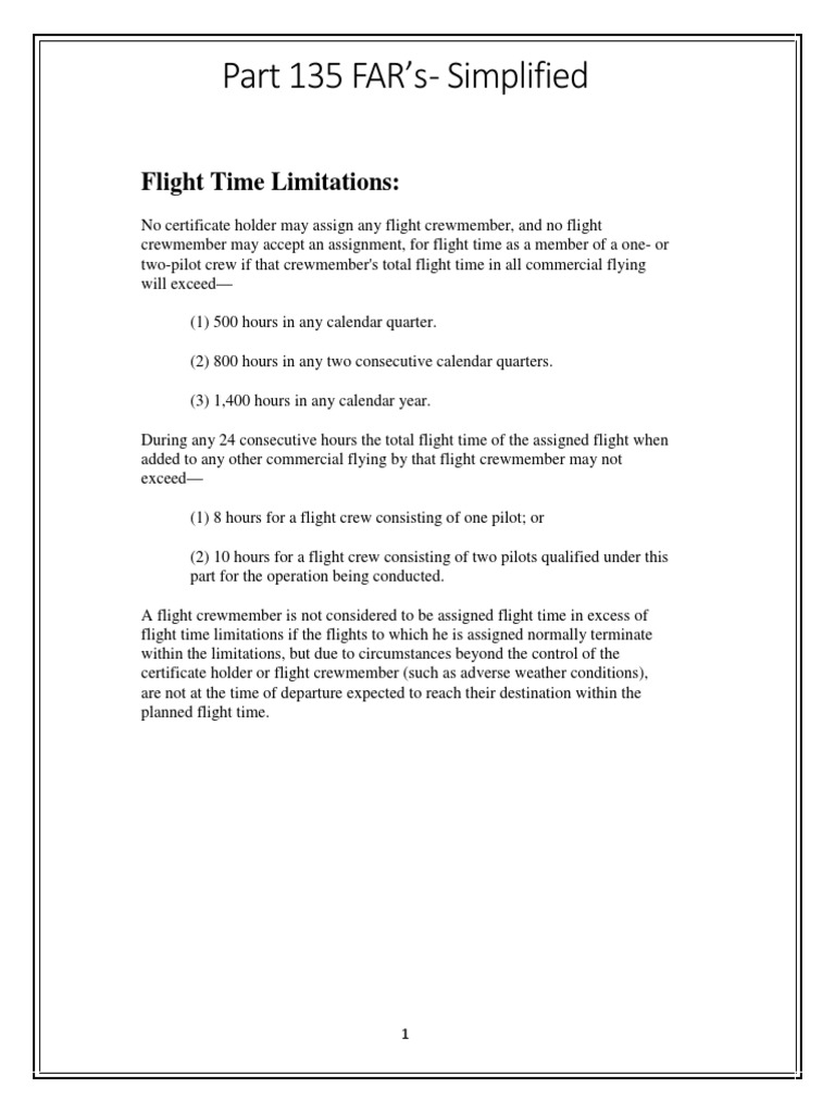 Part 135 Flight Regulations Overview | PDF | Visual Flight Rules ...