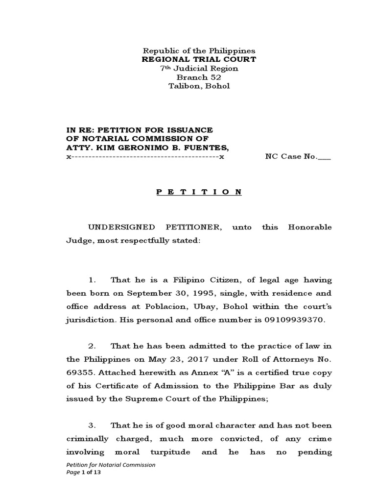 Petition For Notarial Commission PDF Notary Public Supreme Courts