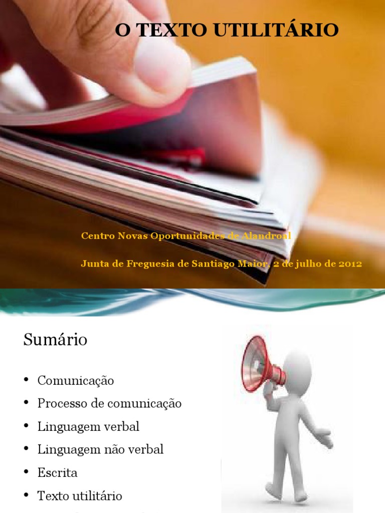 Características do Texto Utilitário | PDF | Comunicação | Escrita