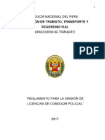 Reglamento para La Emision de Licencias de Conducir Policial