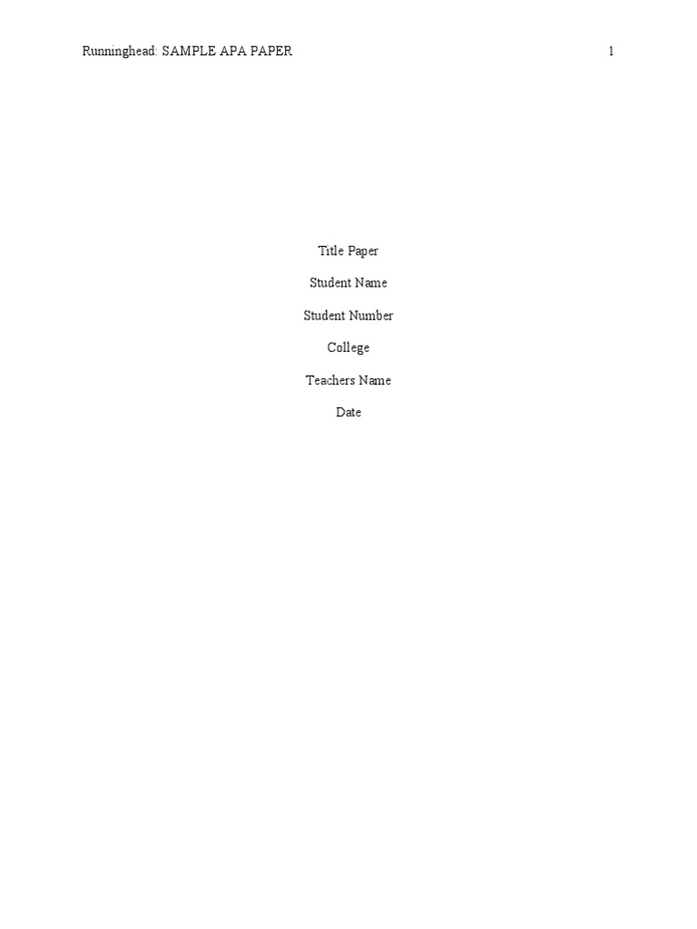 Sample APA Paper Formatting Guide | PDF