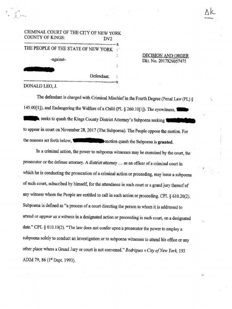 Witness Subpoena Decision PDF
