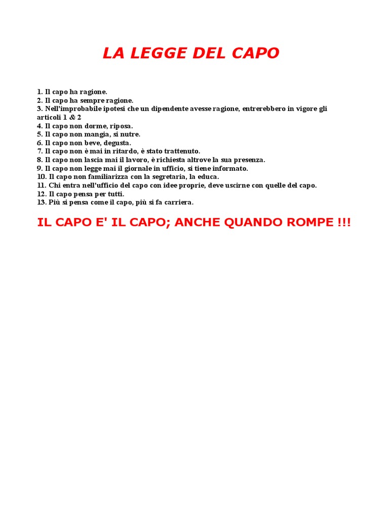 Legge Del Capo