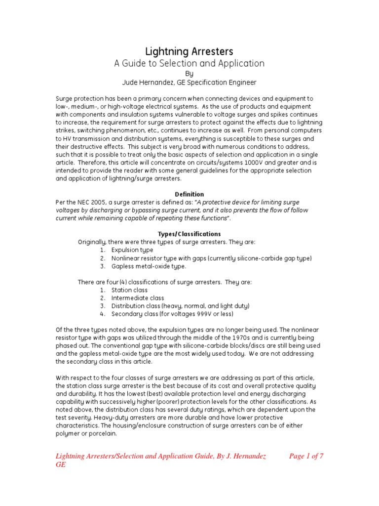 Lightning Arresters Guide | PDF