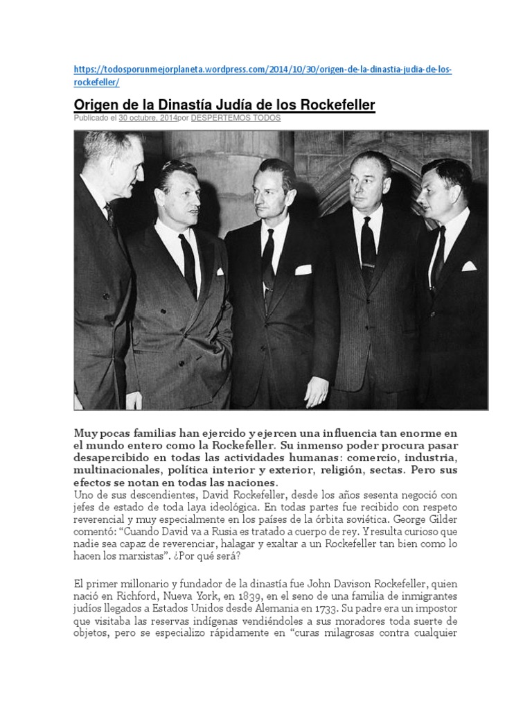 Origen judío de la familia Rockefeller | PDF | John D. Rockefeller ...