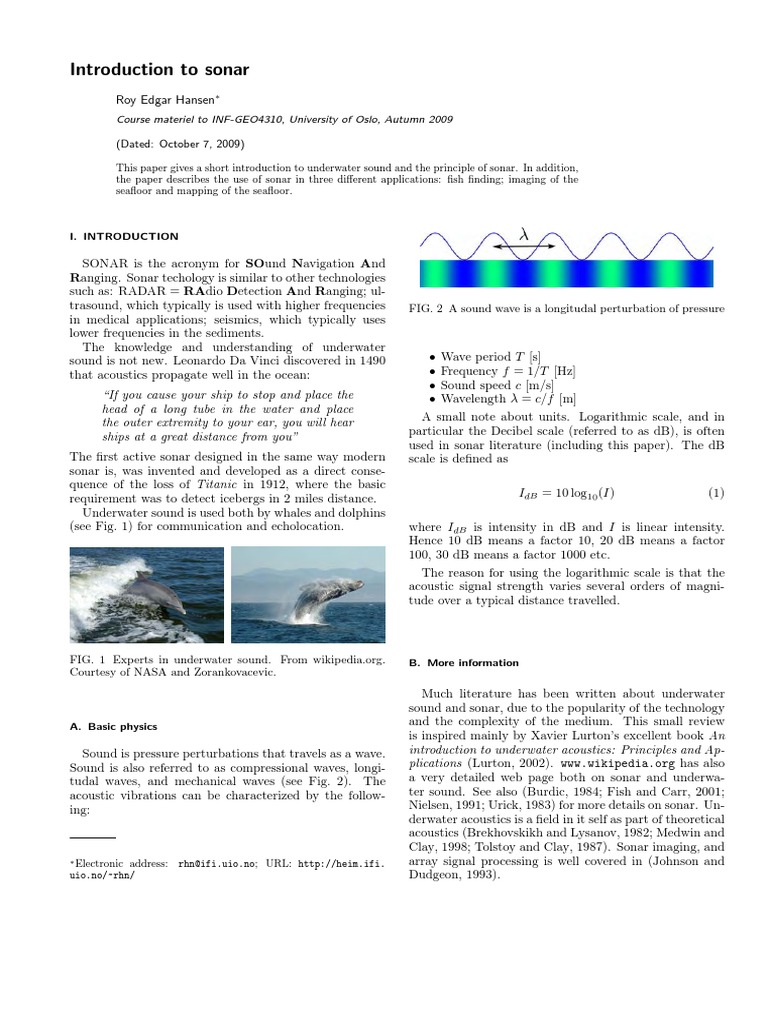 Introduction to Sonar Principles | PDF | Sonar | Refraction
