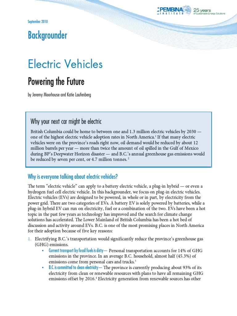 Electric Vehicles in British Columbia | PDF | Electric Vehicle | Plug ...