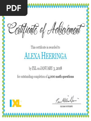 ixl certificate 1
