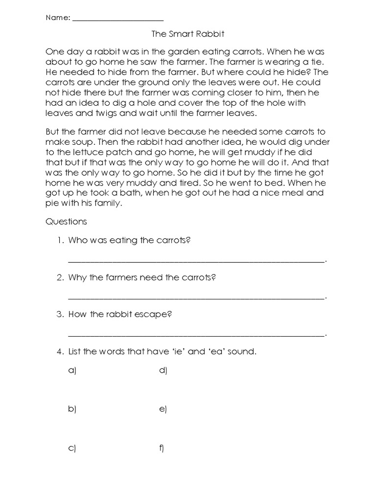 Reading Activity PDF