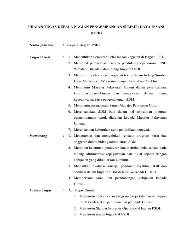 Kepala Bagian Psdi | PDF