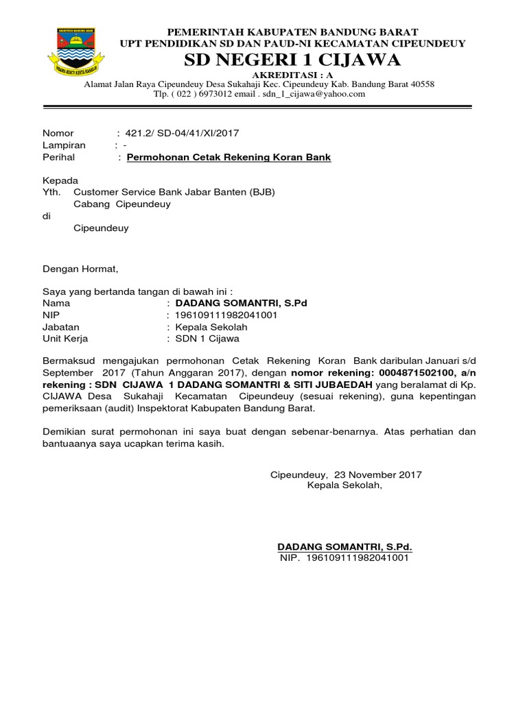 Rekening Koran Bjb