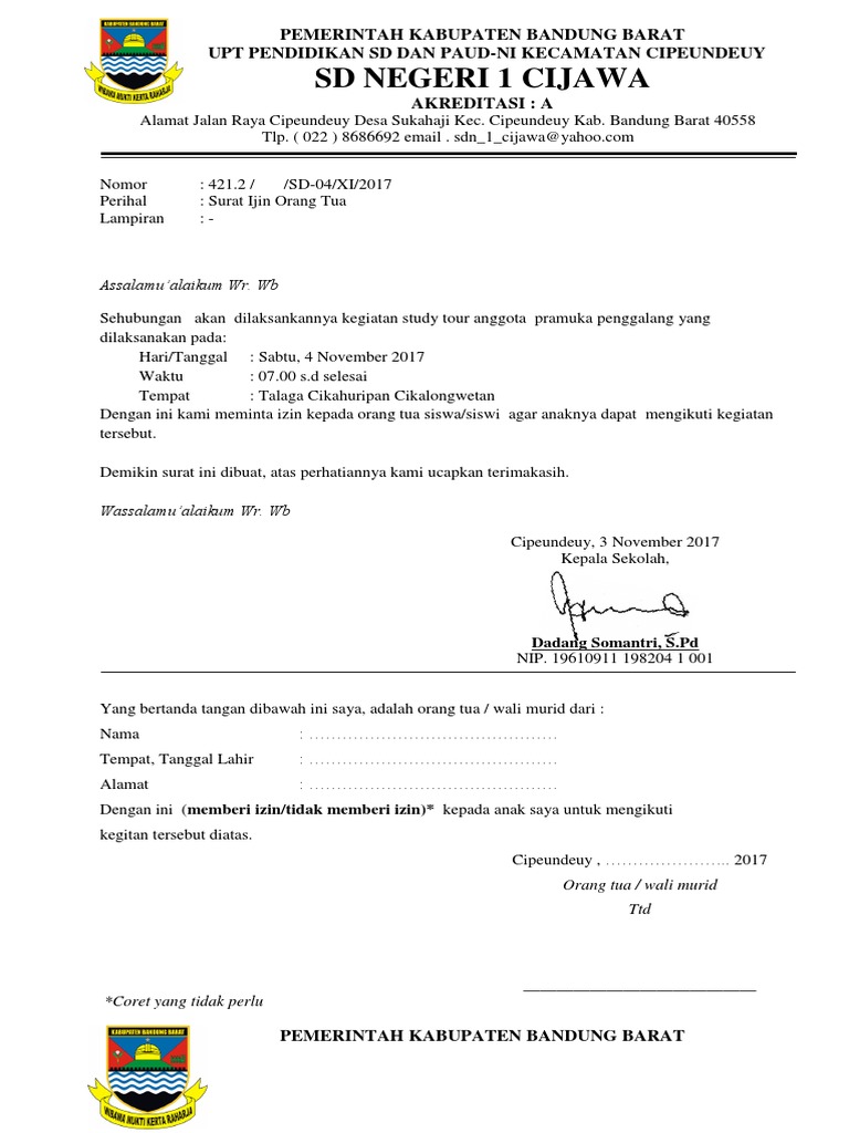 Contoh Surat Permohonan Kunjungan Study Tour