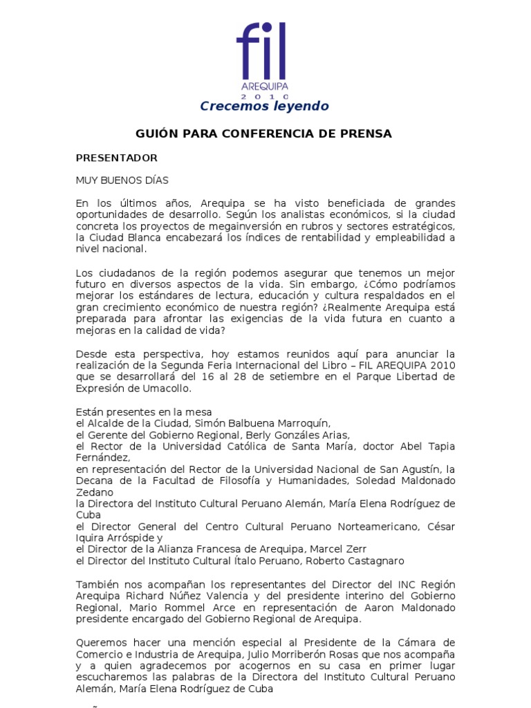 Guión Conferencia de prensa Perú Prueba gratuita de 30 días Scribd