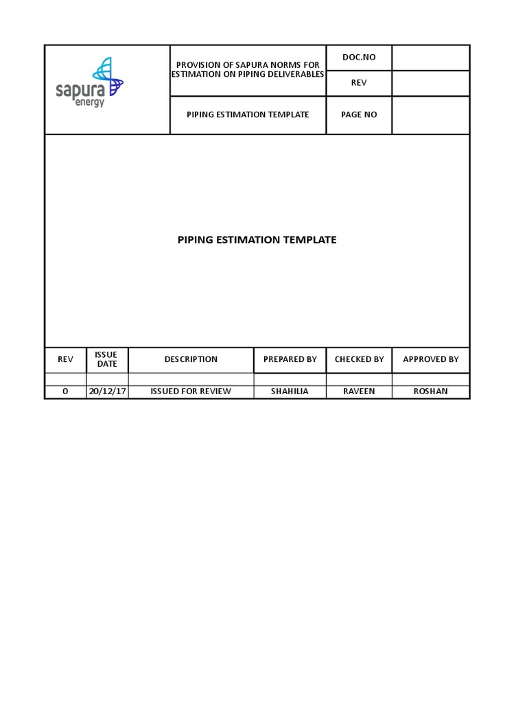 Piping Estimation Template Guide | PDF | Nut (Hardware) | Screw