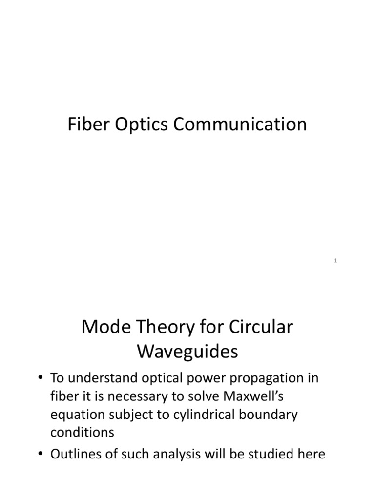 Fiber Optics Communication PDF Optical Fiber Maxwell's Equations