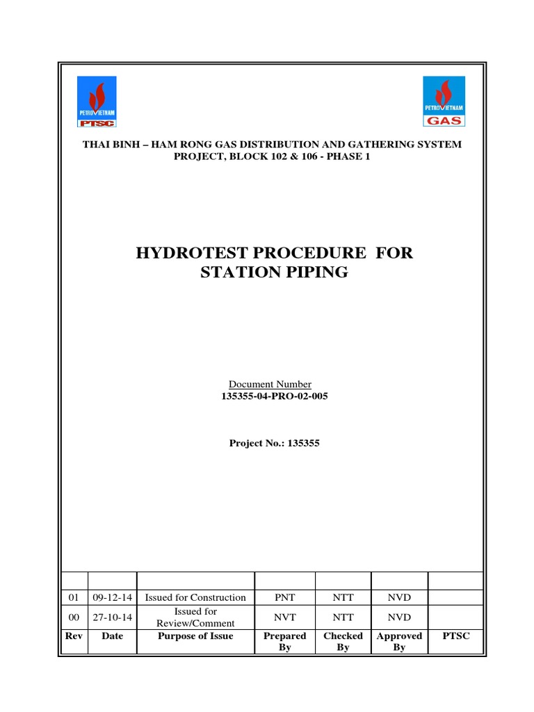 13535504Pro02005 Rev 01 Hydrotest Procedure For Station Piping