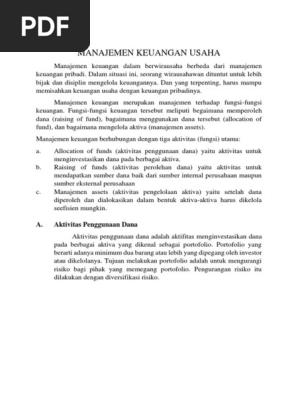 Makalah Manajemen Keuangan Usaha