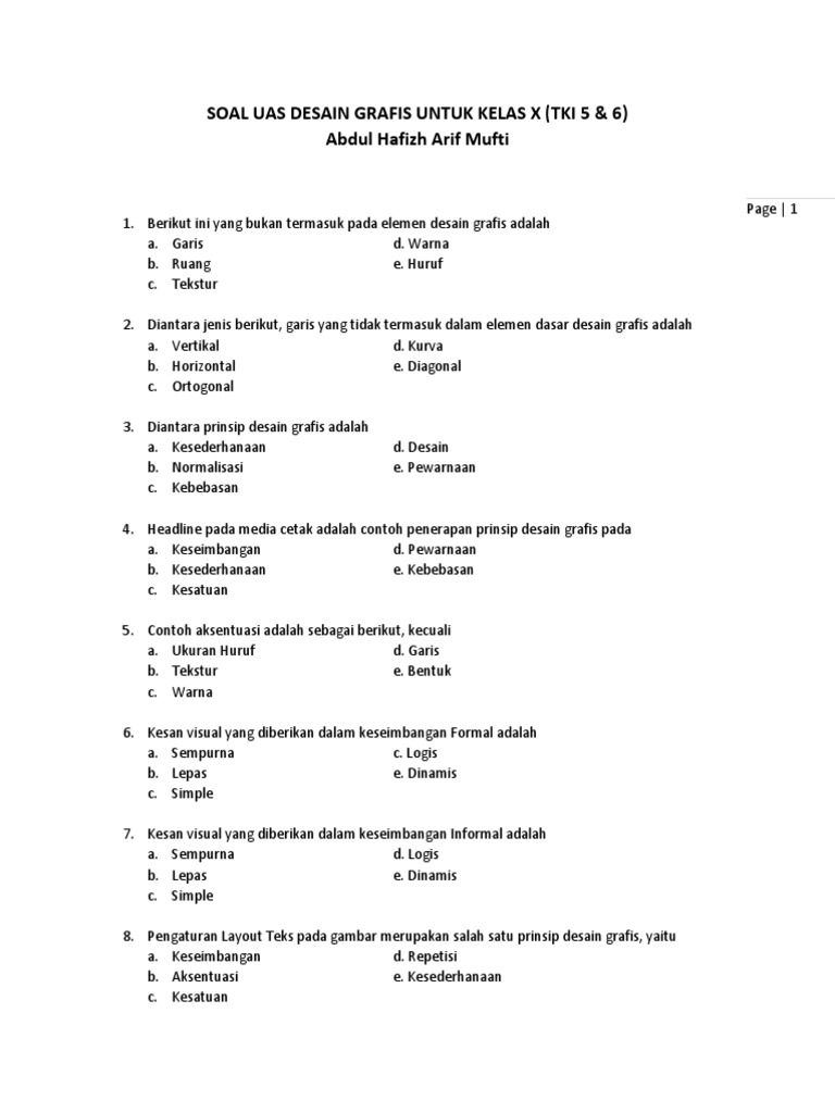 Soal Uas Desain Grafis Kelas X Docx