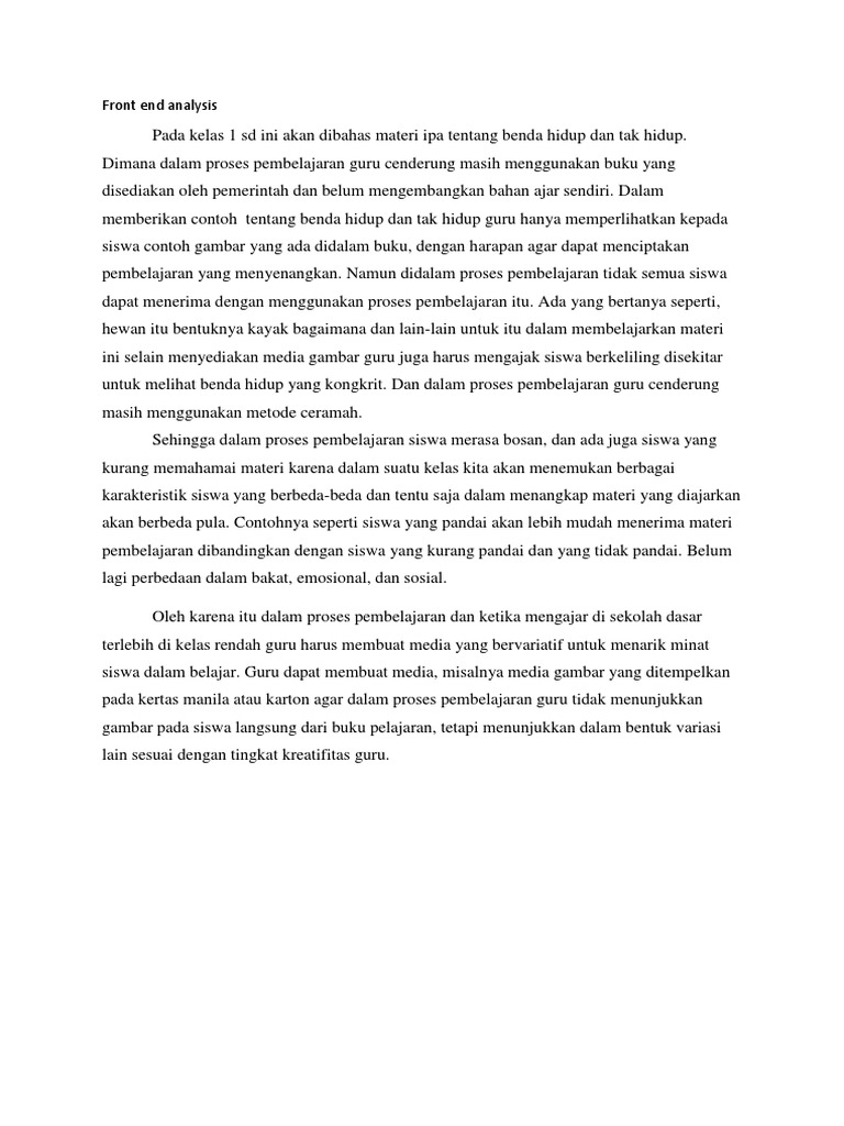 Front End Analysis PDF