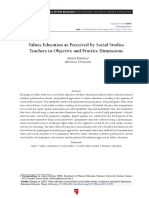 Values Education As Perceived by Social Studies Teachers in Objective and Practice Dimensions