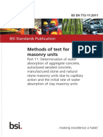 (BS en 772-11-2011) - Methods of Test For Masonry Units. Determination of Water Absorption of Aggregate Concrete, Autoclaved Aerated Concrete, Manufactured Stone and