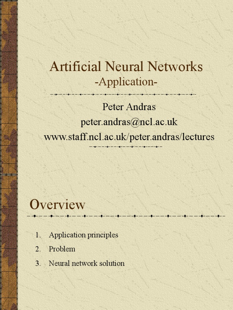 Artificial Neural Networks: - Application | PDF