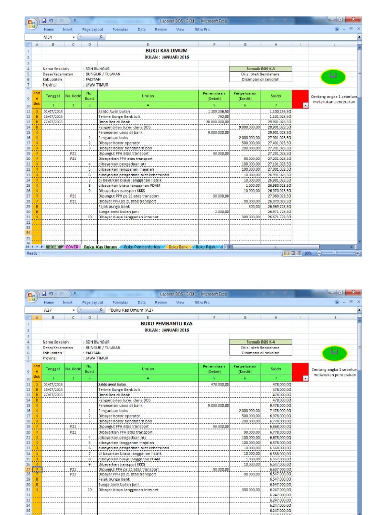 Contoh Berkas Pembukuan BOS (Bantuan Operasional Sekolah) | PDF