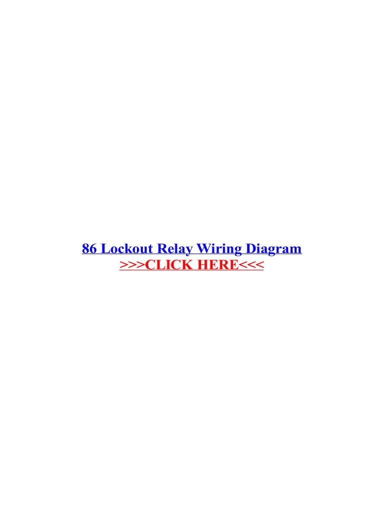 86 Lockout Relay Wiring Diagram PDF Relay Switch