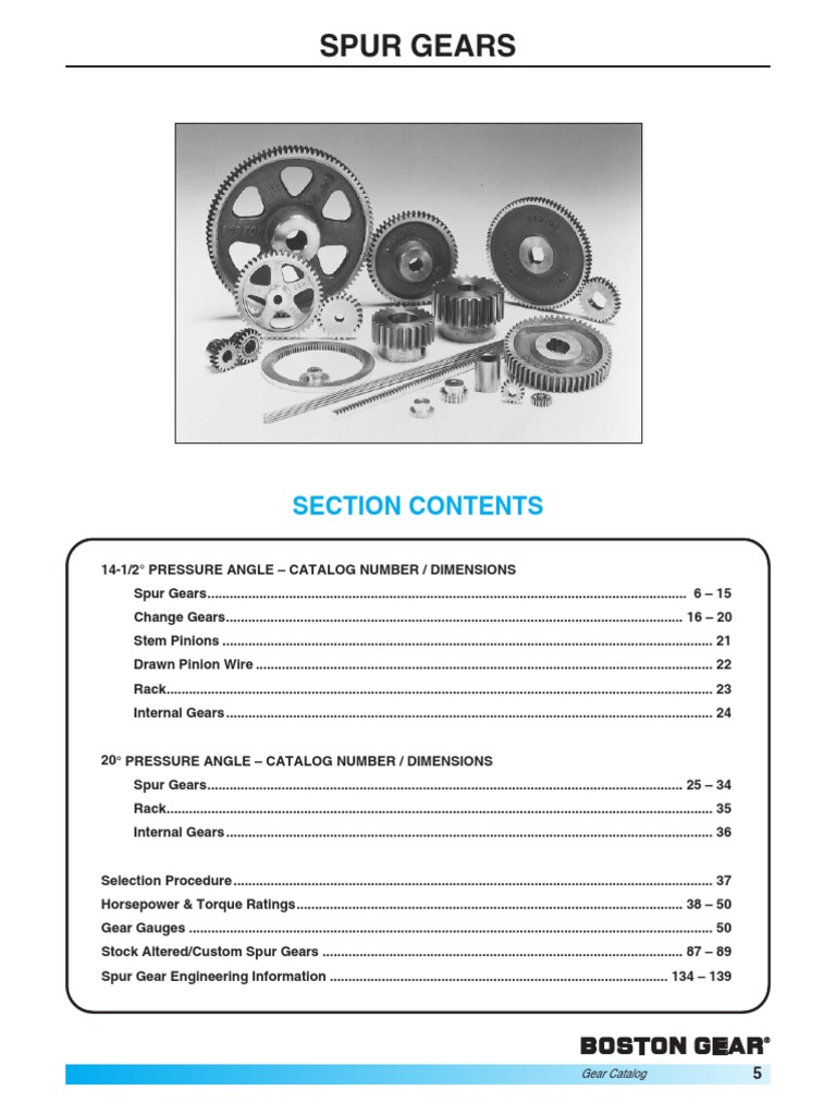 Boston Gear Spur Gears PDF PDF Gear Machines