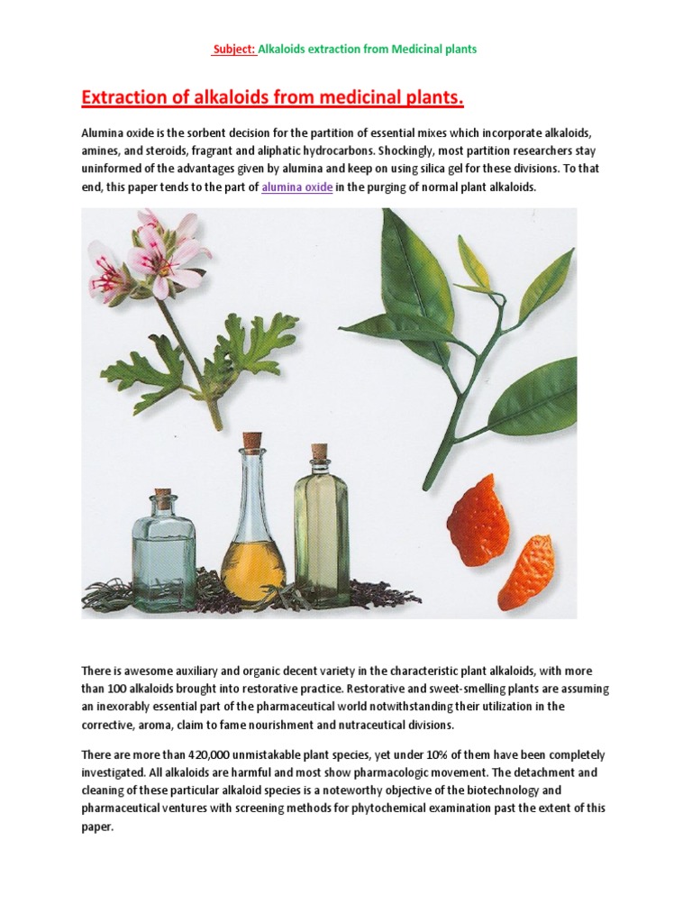 Extraction of Alkaloids From Medicinal Plants Thin Layer