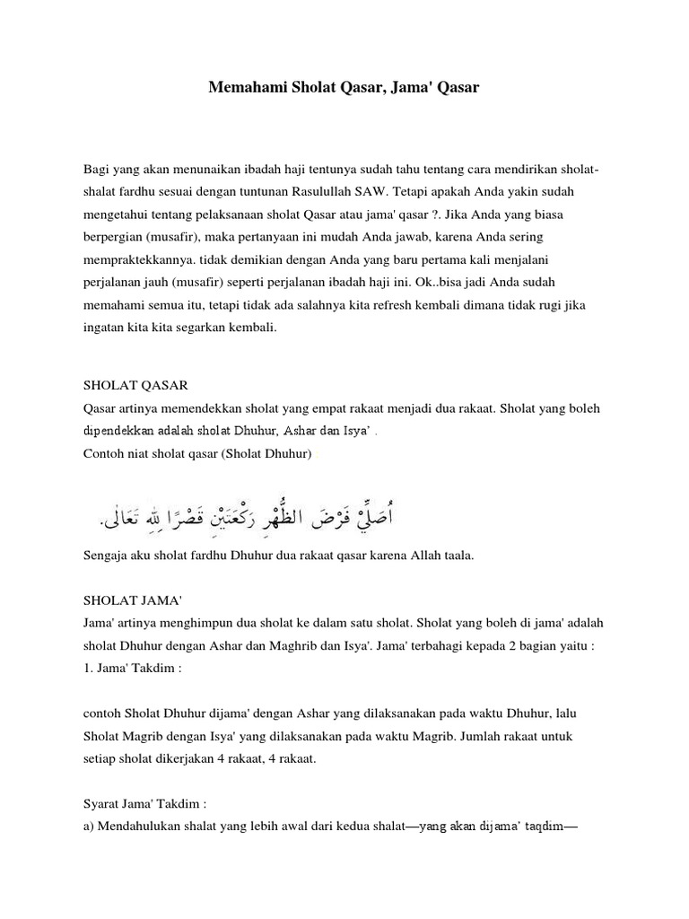 Niat Sholat Qodho Dhuhur Dan Ashar Di Waktu Ashar