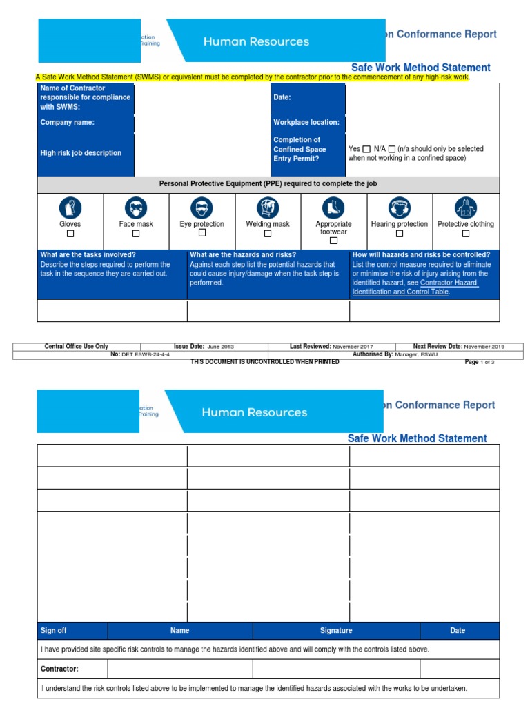 Method Statement Template | Download Free PDF | Personal Protective ...