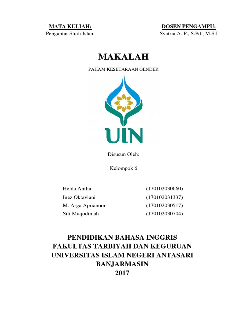 Makalah Paham Kesetaraan Gender Dan Isu Demokrasi Di Dunia Islam | PDF