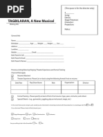 Audition Form TAGBILARAN, A New Musical: Working Title