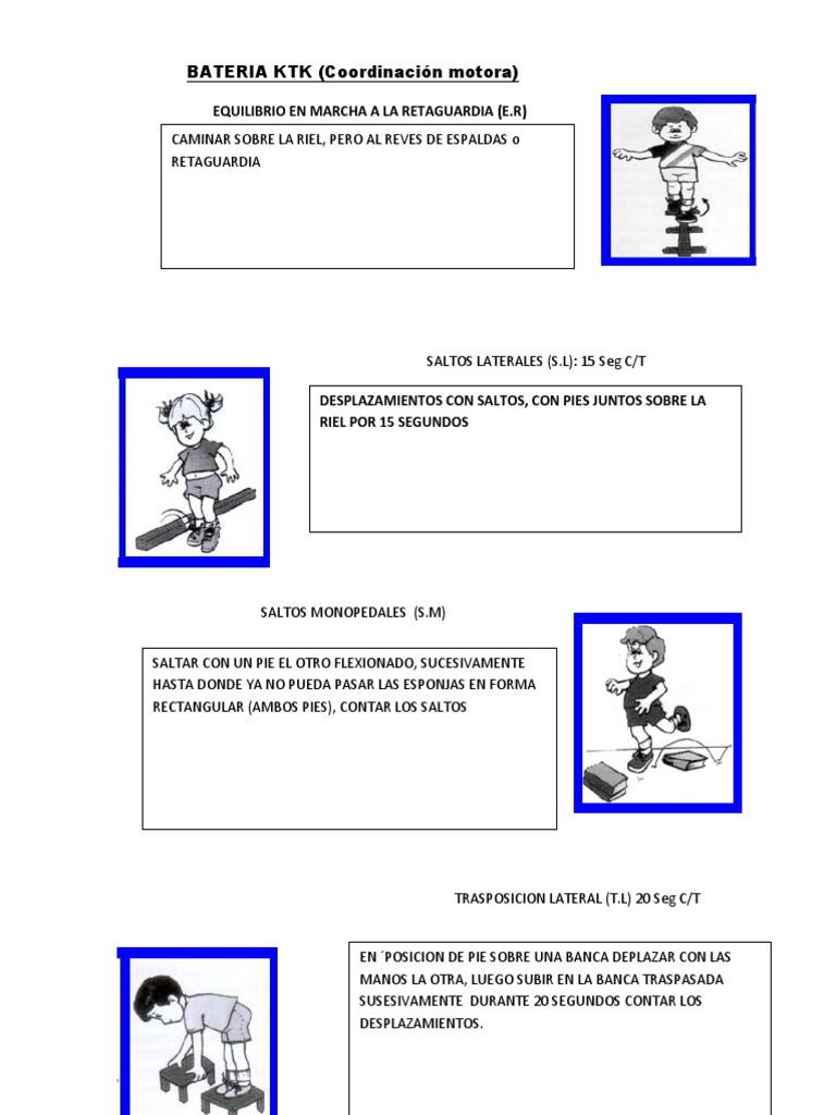 Batería KTK: Pruebas de Coordinación Motora | PDF