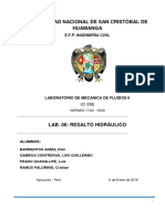 Informe de Resalto Hidraulico